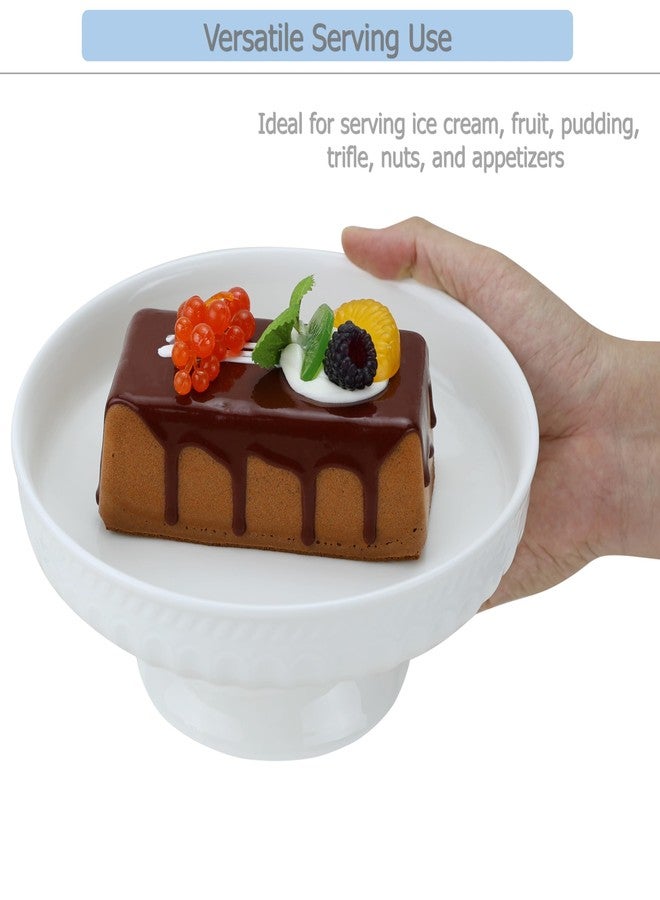 EIKS Ceramic Footed Bowl Display Stand Plate for Serving Fruit Salad Nuts Desserts Ice Cream Pudding (Dia. 8-inch) - Image 2