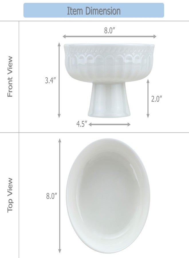 EIKS Ceramic Footed Bowl Display Stand Plate for Serving Fruit Salad Nuts Desserts Ice Cream Pudding (Dia. 8-inch) - Image 3