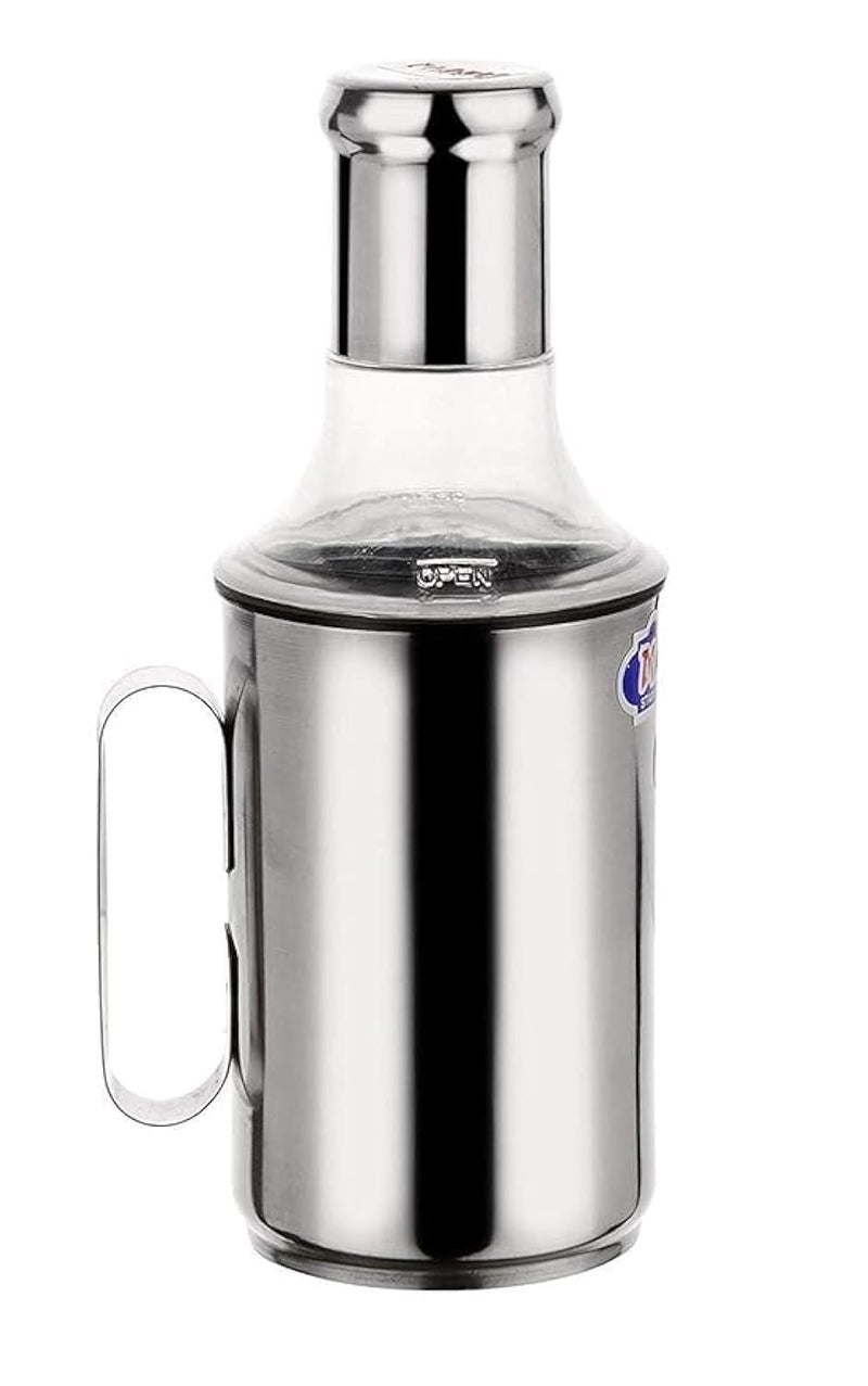 MARU Oil Dispenser 1 Litre Steel - Airtight Cap & Leakproof Design Oil Bottle, Mess-Free Storing & Pouring with Easy-Removeable Nozzle, One-Handed Grip for Effortless Cooking. - Image 1