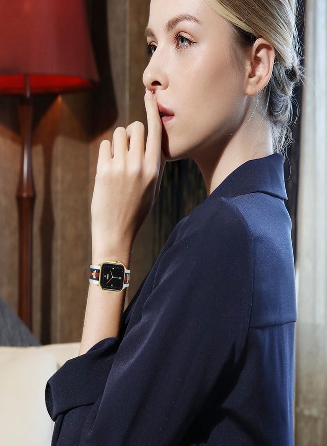 MOINSPIRE Designer Leather Bands with Charms Compatible with Apple Watch 38mm 40mm 41mm 42mm(S11/10) Women Men Genuine Leather Strap Elegant Wristbands for iWatch Series 11/10/9/8/7/6/5/3/2/1/SE/Ultra - Image 2