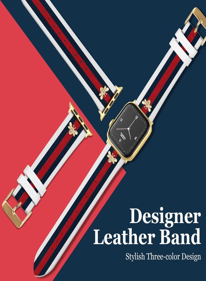 MOINSPIRE Designer Leather Bands with Charms Compatible with Apple Watch 38mm 40mm 41mm 42mm(S11/10) Women Men Genuine Leather Strap Elegant Wristbands for iWatch Series 11/10/9/8/7/6/5/3/2/1/SE/Ultra - Image 3