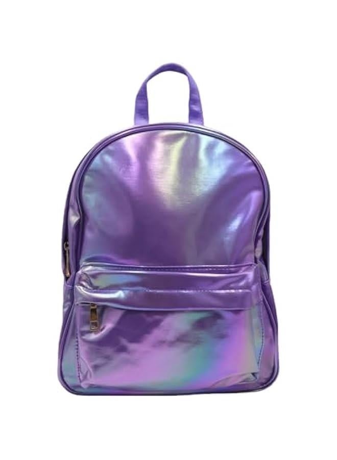 Holographic Backpack Iridescent Shoulder Bag Hologram Laser Satchel Travel Casual Daypack Purse for Women Men,Purple7# - Image 1