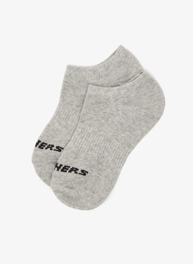 Skechers DARK GREY 3 Pack Non Terry No Show Socks  | Best Price UAE