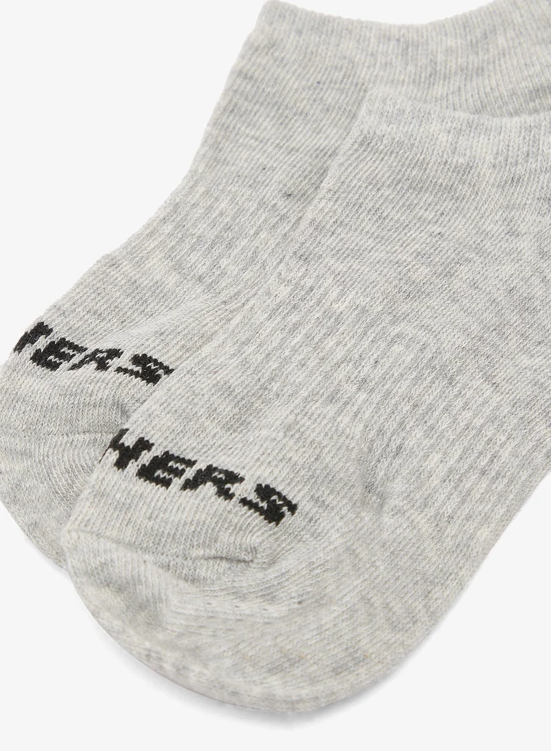 Skechers DARK GREY 3 Pack Non Terry No Show Socks  | Best Price UAE
