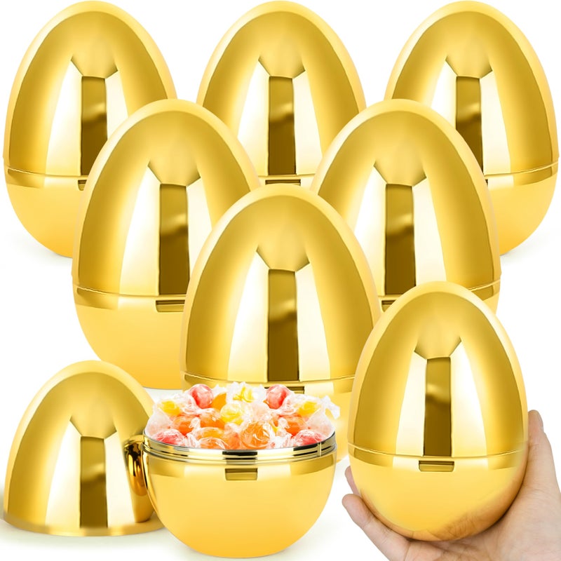 Octeric 6 Pcs 6 Jumbo Golden Easter Eggs Fillable Shiny Metallic Plastic Eggs for Filling Treats Toys Gift Baskets Filler Stuffers Easter Hunt Decor Party Favor Classroom Prize Supplies - Image 3