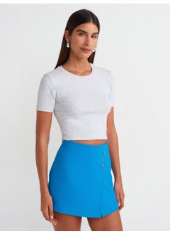 Dilvin 30995 Crop T-Shirt-Grey Melange  - Image 1
