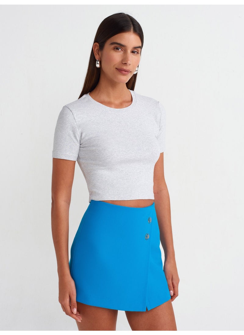 Dilvin 30995 Crop T-Shirt-Grey Melange  - Image 1