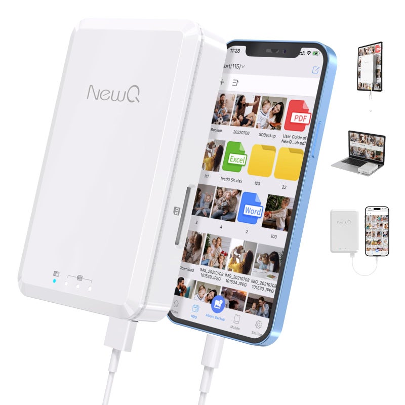 NEWQ Hard Drive for Phone Computer: 2 TB Photo Stick Portable Storage Device External HDD USB Flash for iPhone & iPad & Android Cellphone Backup Picture | Photo | Video | Data (2TB) - Image 1