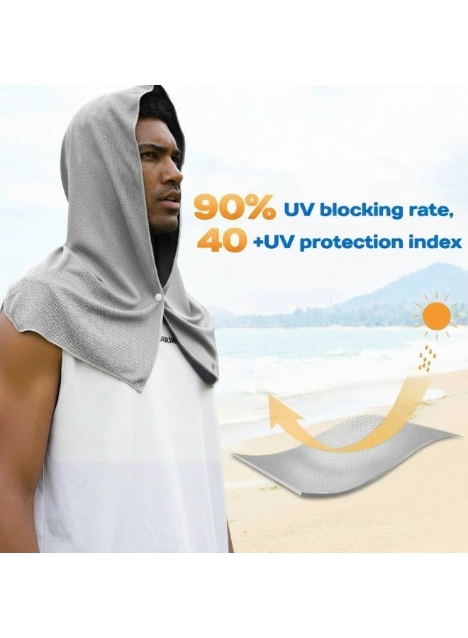 ShebSheb 2Pcs Cooling Hoodie Sports Towel, Absorbent Quick-Drying Cooling Towels for Neck and Face, UV Sun Protection Cooling Neck Wraps for Hot Weather - Image 3