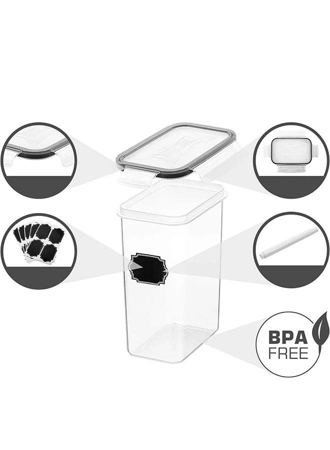 QUESERA Airtight Food Storage Containers Set, 14pcs BPA Free Plastic Dry Food Containers with Lids for Kitchen Pantry Organization and Storage, Include 20 Labels & Pen, Black