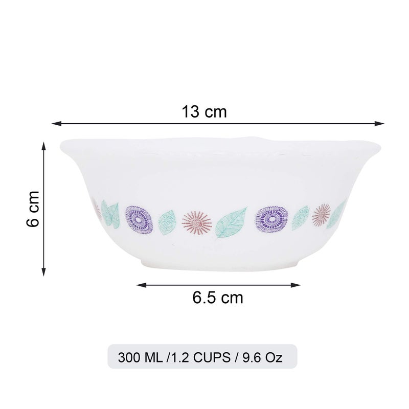 SIMPARTE Round Printed Plastic Bowls Perfect for Desserts | Parfait | Pudding | Chutneys | 300 ml, Set of 12, Contemporary Design Print/White Base - Image 4