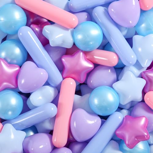 STARBOLO Ball Pit Balls Pack of 150pcs Crush Proof Plastic Childrens Toy Balls Mermaid Ocean Balls for Birthday Party Christmas Water Toy Indoor Outdoor4 Shapes - Image 1