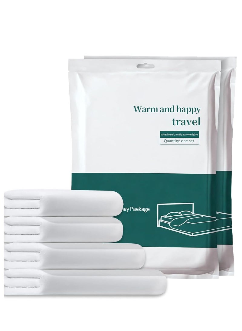 جوي وورلد 2 عبوة شراشف آمنة للسفر يمكن التخلص منها، غطاء لحاف/غطاء سرير وغطاء وسادة يمكن التخلص منها، شراشف محمولة يمكن التخلص منها مع غطاء لحاف وغطاء وسادة للسفر في الفنادق والسفر العائلي والاستخدام في المنتجعات الصحية - Image 1