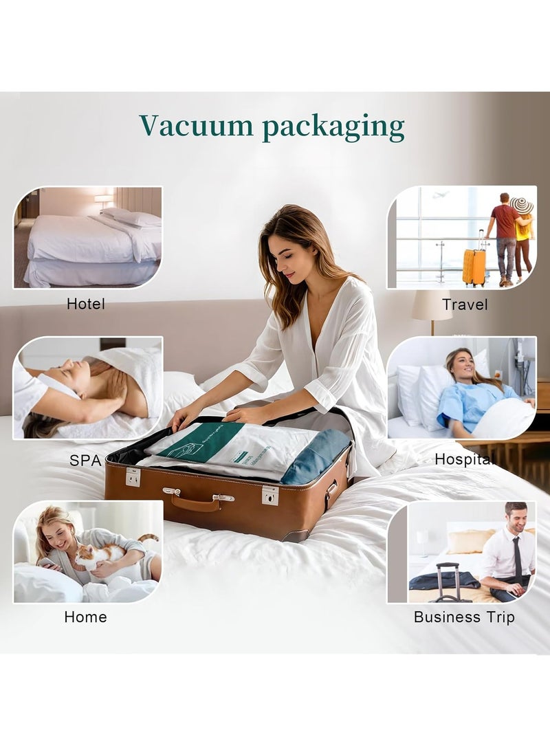 جوي وورلد 2 عبوة شراشف آمنة للسفر يمكن التخلص منها، غطاء لحاف/غطاء سرير وغطاء وسادة يمكن التخلص منها، شراشف محمولة يمكن التخلص منها مع غطاء لحاف وغطاء وسادة للسفر في الفنادق والسفر العائلي والاستخدام في المنتجعات الصحية - Image 2