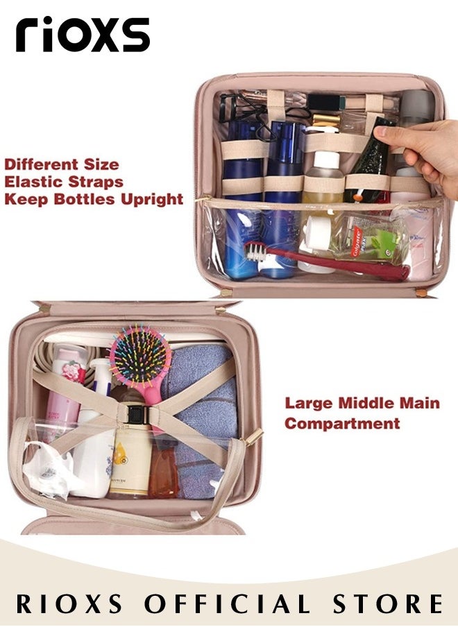 RIOXS Hanging Toiletry Bag Travel Organizer Kit for Women & Men Portable Makeup Cosmetic Bag Case Large Capacity Storage Bag for Shampoo, Toiletries, Make up Cosmetics Tools Accessories  - Image 3