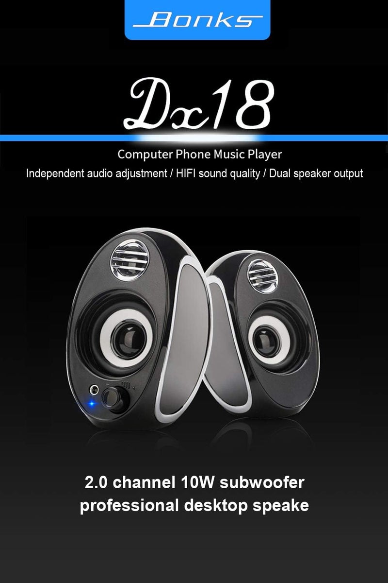 Computer Speakers, BONKS 10W PC Powered USB Speaker Monitor Speakers for Desktop Computer/PC/TV/Laptop Gaming Speaker - Image 2