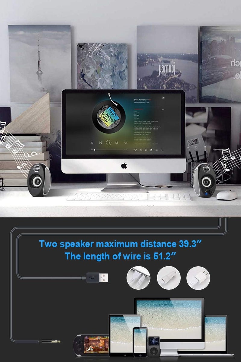 Computer Speakers, BONKS 10W PC Powered USB Speaker Monitor Speakers for Desktop Computer/PC/TV/Laptop Gaming Speaker - Image 5