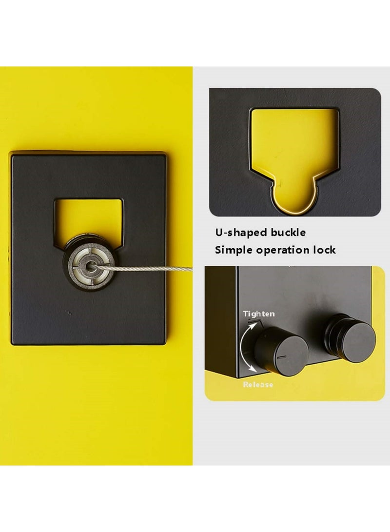 Indoor And Outdoor Retractable Clothesline Wall-Mounted Laundry Drying Rack With 4.2M/13.8ft Wire Rope Adjustable Lanyard (Black) - Image 4