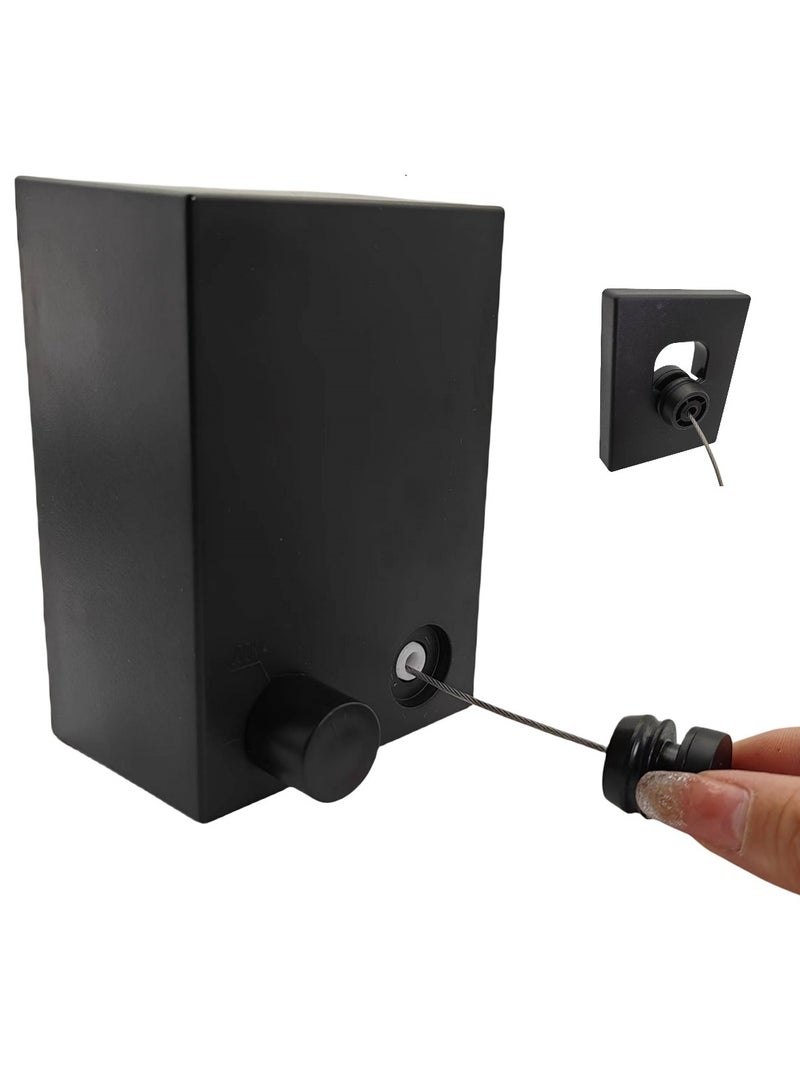 Indoor And Outdoor Retractable Clothesline Wall-Mounted Laundry Drying Rack With 4.2M/13.8ft Wire Rope Adjustable Lanyard (Black) - Image 2