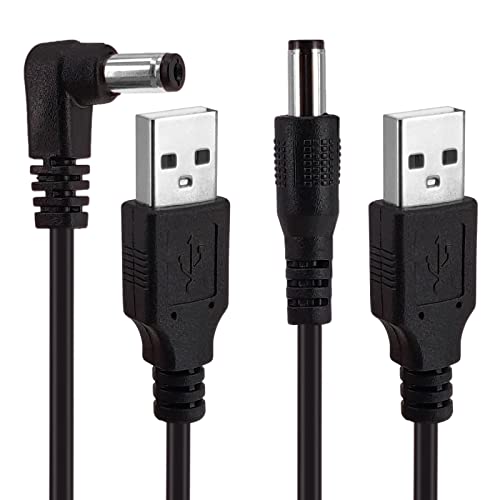 Yeebline USB to DC 5.5x2.1mm Power Cord, 2-Pack 3FT USB 2.0 A Type Male to DC 5V Power Plug Charger Connector Adapter Cable - Image 1