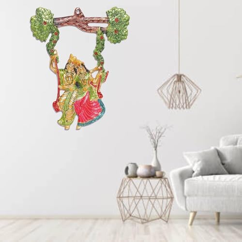LAVANAYA SILVER® - Divine Radha Krishna Jhula Wall Hanging - Exquisite Home & Office Décor, Perfect for Gifts - 14 Inch, Multicolor - Image 4