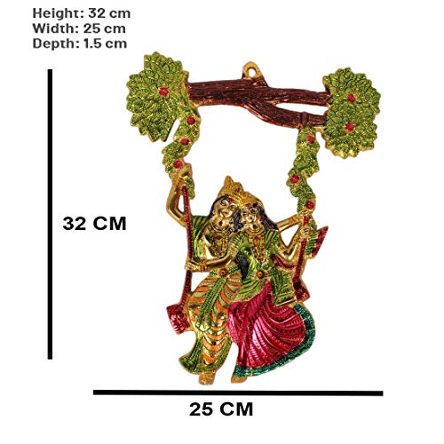 LAVANAYA SILVER® - Divine Radha Krishna Jhula Wall Hanging - Exquisite Home & Office Décor, Perfect for Gifts - 14 Inch, Multicolor - Image 2