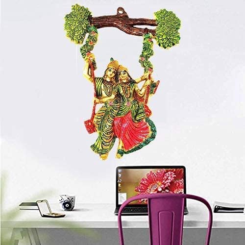 LAVANAYA SILVER® - Divine Radha Krishna Jhula Wall Hanging - Exquisite Home & Office Décor, Perfect for Gifts - 14 Inch, Multicolor - Image 3