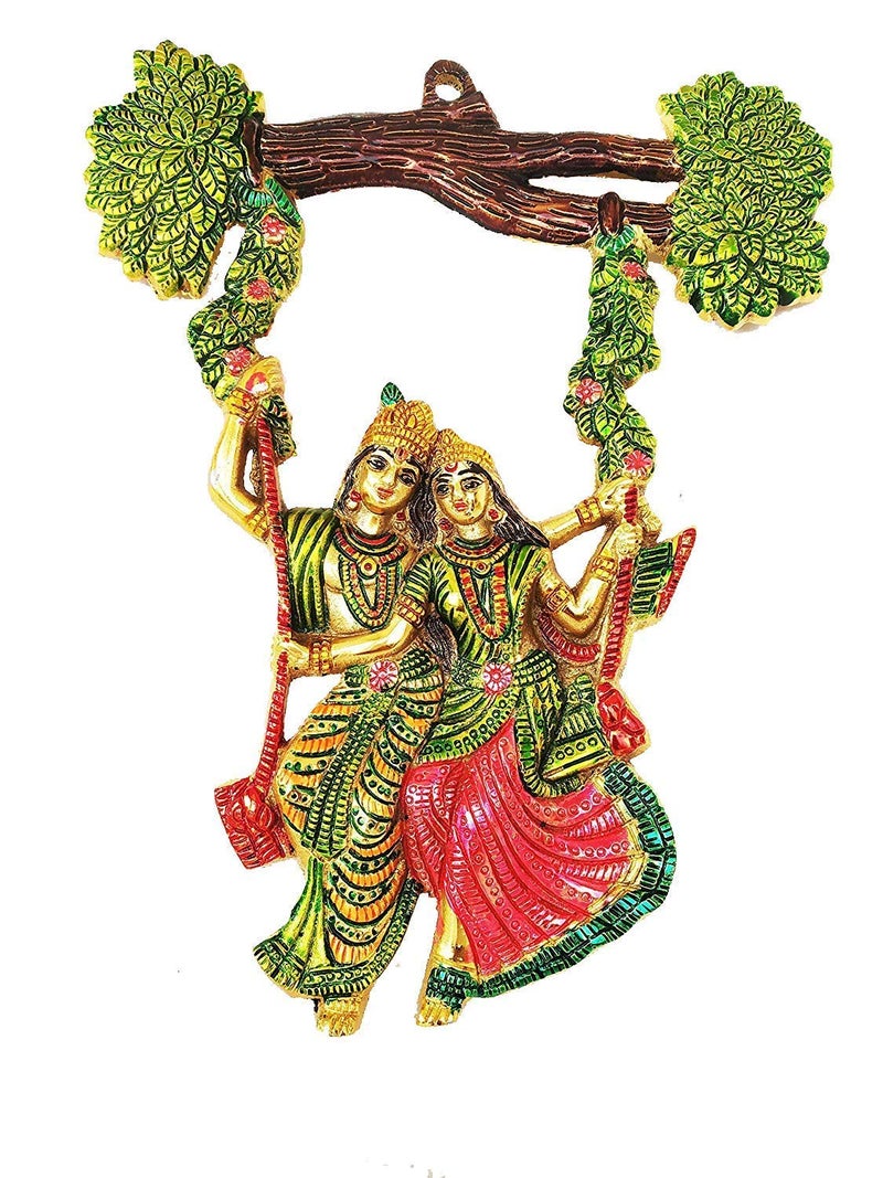 LAVANAYA SILVER® - Divine Radha Krishna Jhula Wall Hanging - Exquisite Home & Office Décor, Perfect for Gifts - 14 Inch, Multicolor - Image 1