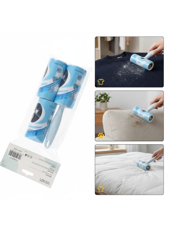 OMG Lint Roller Set Pack of 3 with Refills Pet Hair Remover Sticky Roller for Clothes Sofa Carpet Dust Cleaner Easy Peel Sheets - Image 1