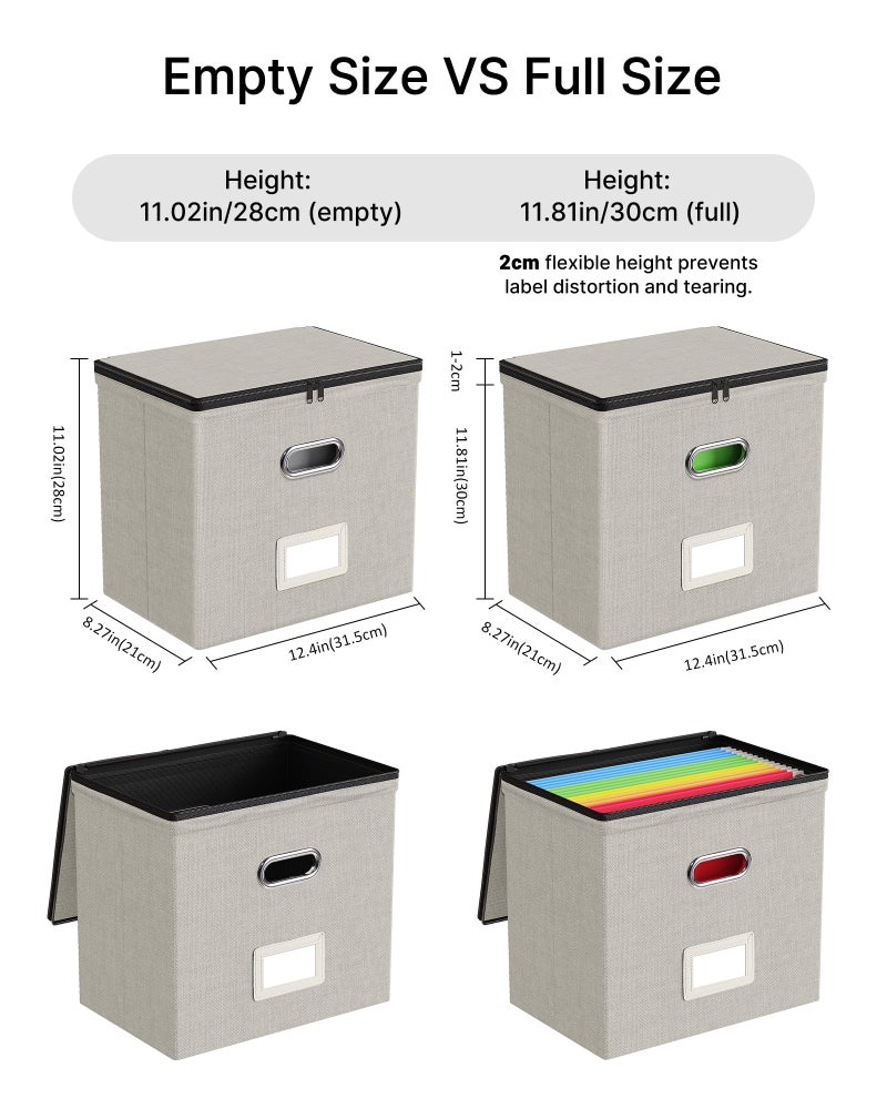 Oterri File Organizer Boxes with Lids, File Box with Mesh Pockets, Document Organizer Box for Letter Size Folders, Zippers Important Document Organizer (Beige, Small-1 Pack Without Folders) - Image 3