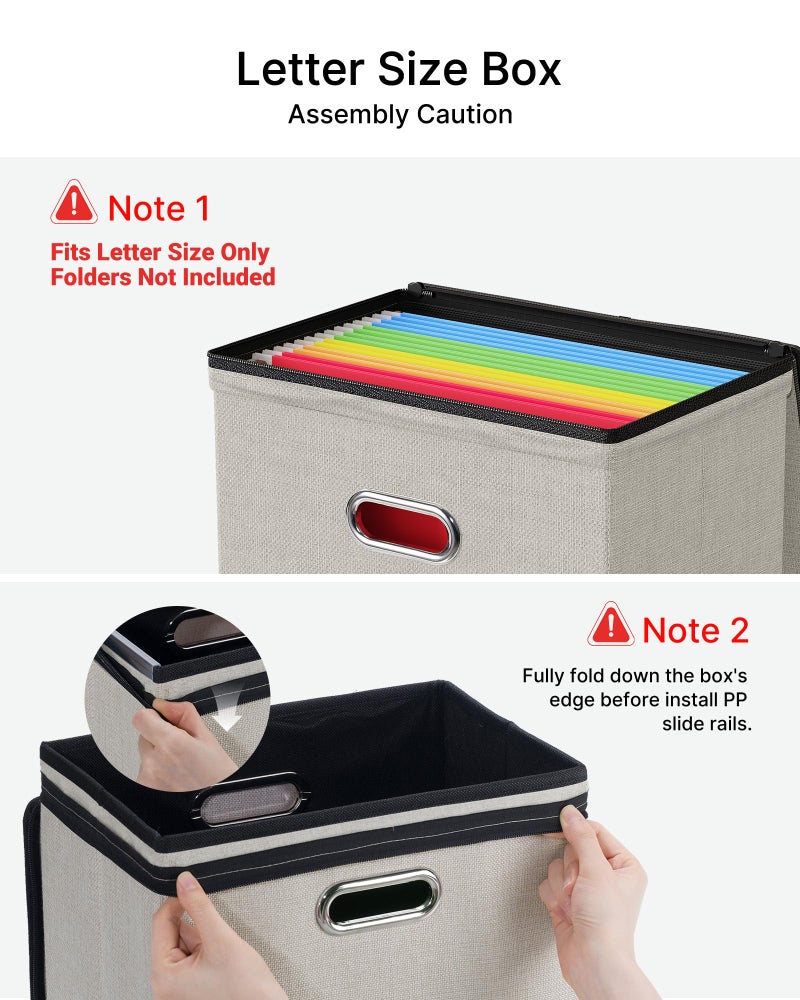 Oterri File Organizer Boxes with Lids, File Box with Mesh Pockets, Document Organizer Box for Letter Size Folders, Zippers Important Document Organizer (Beige, Small-1 Pack Without Folders) - Image 5