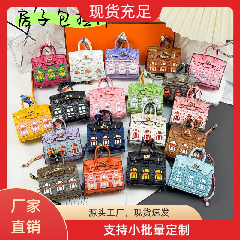 New Fashion Mini Small House Bag Pendant Small Bag Cute Bag Hanging Ornaments Red Envelope Headset Car Key Bag - Image 2