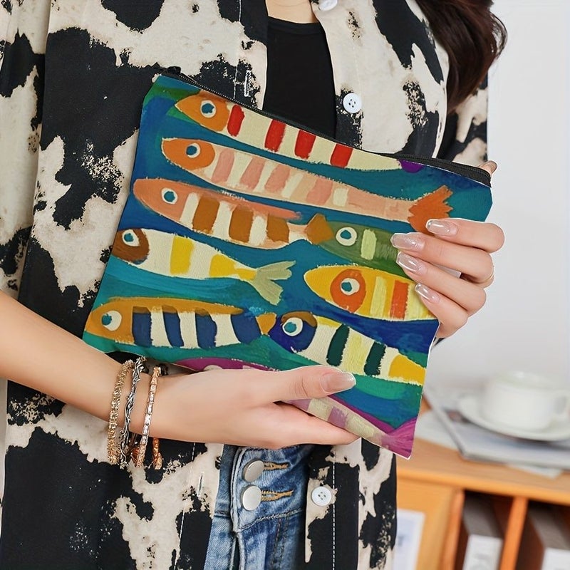 Stylish Cosmetic Travel Bag 10.24x7.08in With Zipper For Toiletries Pens Organization Gift For Friends Teachers - Image 2