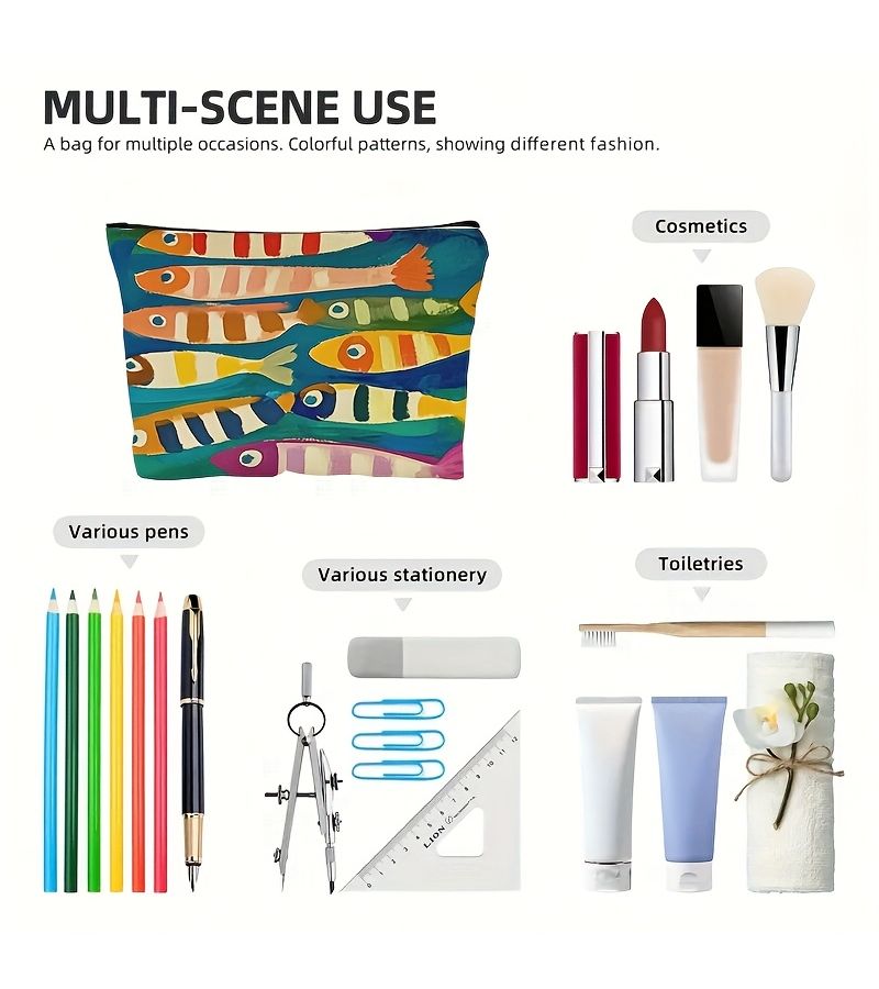 Stylish Cosmetic Travel Bag 10.24x7.08in With Zipper For Toiletries Pens Organization Gift For Friends Teachers - Image 1