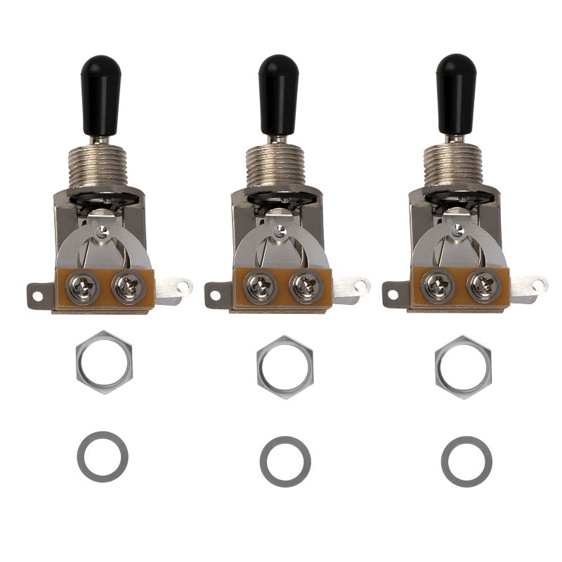 Yootones 3Pcs Yootones 3 Way Short Straight Guitar Toggle Switch Pickup Selector Compatible with SG Epiphone Les Paul Electric Guitar (Silver) - Image 1