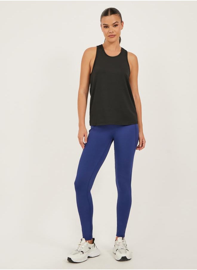 Styli - Black Solid Activewear Tank Top - Image 1