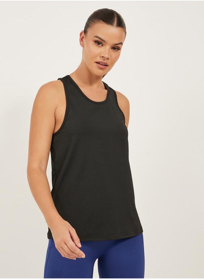 Styli - Black Solid Activewear Tank Top - Image 1