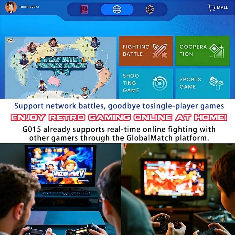 NBCP Retro Game Console with 30 Licensed Classic Games â€“ HDMI Plug & Play TV Game Box with Dual Controllers, WiFi/LAN Online Multiplayer, Rechargeable Option, Compatible with TV/Monitor/Projector - Image 3