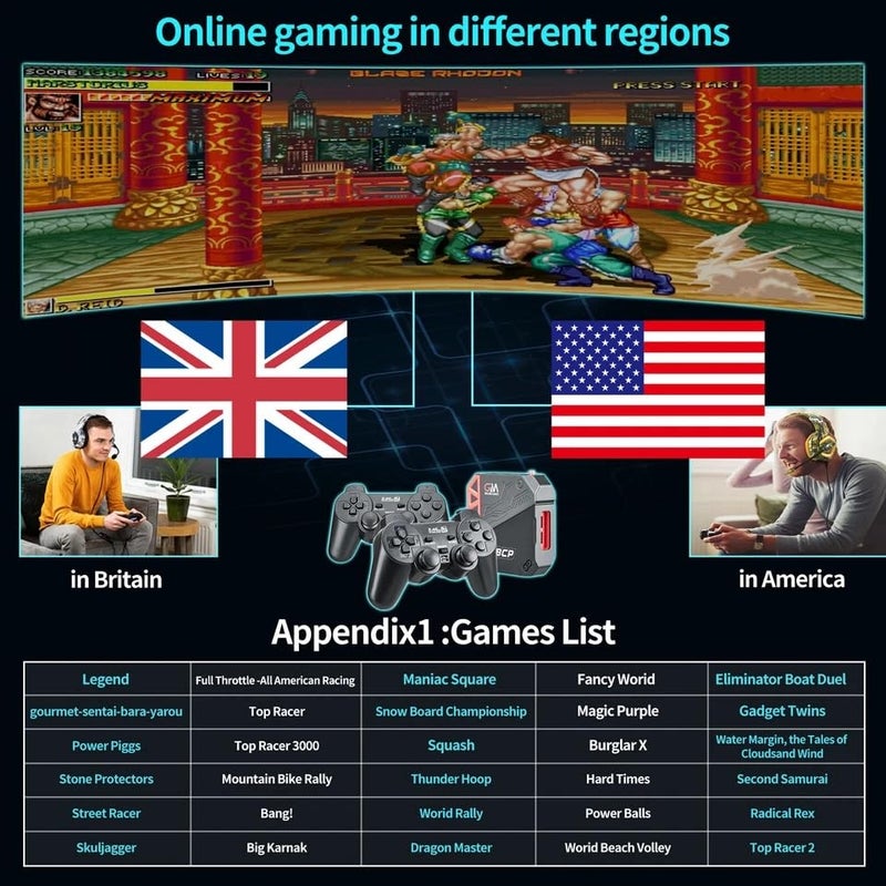 NBCP Retro Game Console with 30 Licensed Classic Games â€“ HDMI Plug & Play TV Game Box with Dual Controllers, WiFi/LAN Online Multiplayer, Rechargeable Option, Compatible with TV/Monitor/Projector - Image 2