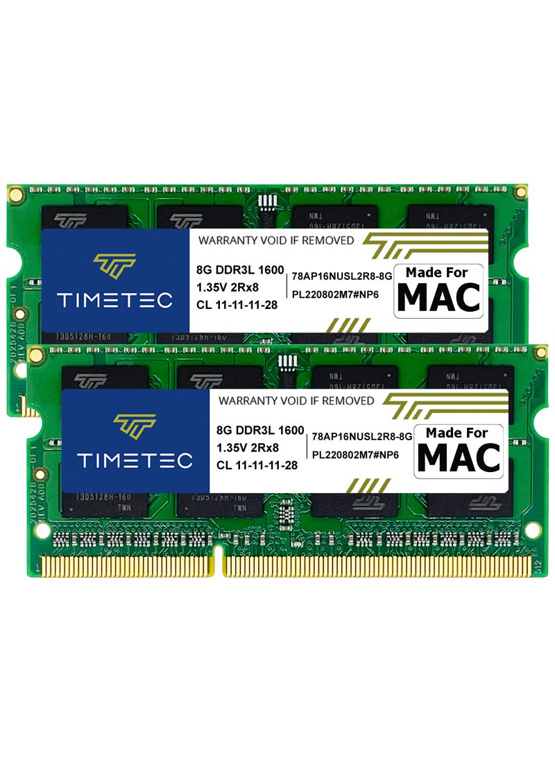 Timetec Timetec 16GB KIT(2x8GB) Compatible for Apple DDR3L 1600MHz for Early/Mid/Late Mac Book Pro(2011-2012), iMac(2011-2015), Mac Mini(2011-2012) MAC RAM  - Image 1