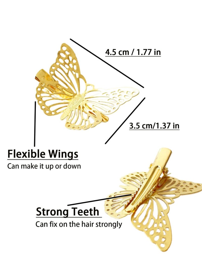 Y&D 12PCS Gold Butterfly Hair Clips - Elegant Accessories for Women and Girls Non-Slip Metal Bows Weddings Special Occasions - Image 3