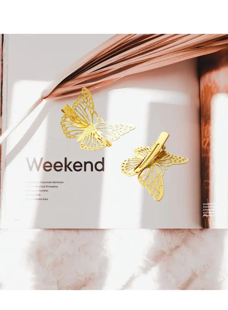Y&D 12PCS Gold Butterfly Hair Clips - Elegant Accessories for Women and Girls Non-Slip Metal Bows Weddings Special Occasions - Image 5