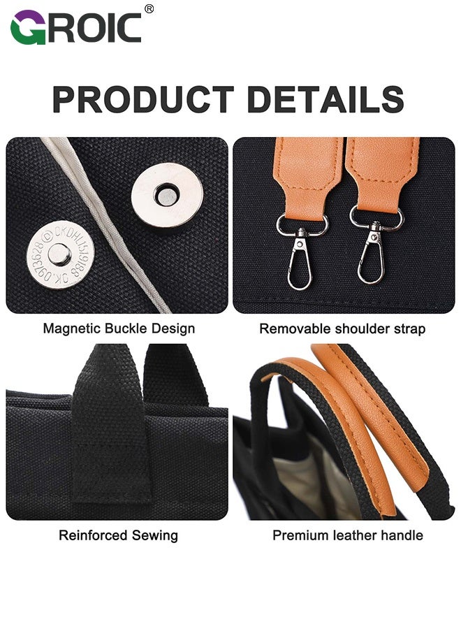 GROIC Tote Bags for Women Canvas, Tote Purse Crossbody with Pockets Top Handle Shoulder Satchel Bag, Large Capacity Everything Tote Bag - Image 3