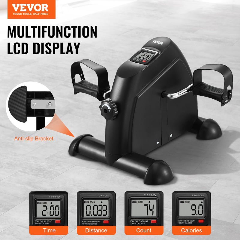 VEVOR Under Desk Bike Pedal Exerciser Mini Exercise Bike for Arm Leg Exercise Multi level Resistance Pedal Exerciser for Home Office Workout Cycling Portable Peddler with LCD Display and Non Slip Mat - Image 2