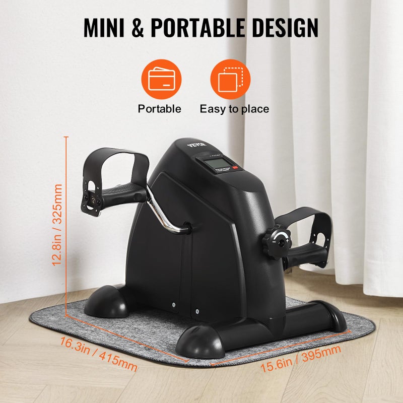 VEVOR Under Desk Bike Pedal Exerciser Mini Exercise Bike for Arm Leg Exercise Multi level Resistance Pedal Exerciser for Home Office Workout Cycling Portable Peddler with LCD Display and Non Slip Mat - Image 5
