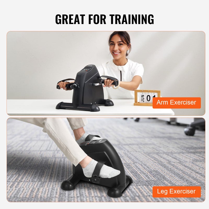 VEVOR Under Desk Bike Pedal Exerciser Mini Exercise Bike for Arm Leg Exercise Multi level Resistance Pedal Exerciser for Home Office Workout Cycling Portable Peddler with LCD Display and Non Slip Mat - Image 4