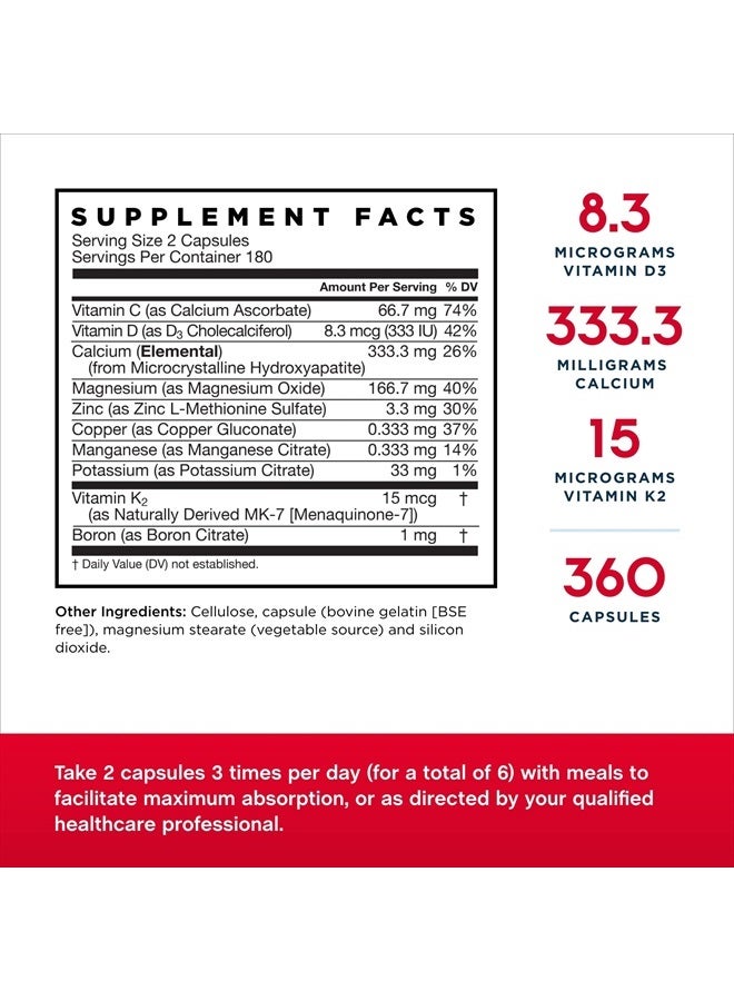 jarrow formulas BoneUp - 360 Capsules - Micronutrient Formula for Bone Health - Includes Natural Sources of Vitamin D3 , Vitamin K2 ( as MK-7 ) & Calcium - 180 Servings - Image 2