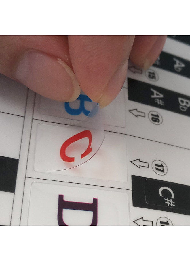 Piano Keyboard Stickers for 37/ 49/ 61/ 88 Keys Keyboards Removable Transparent Bigger Colorful Letters for Kids Beginners Piano Learning Practice