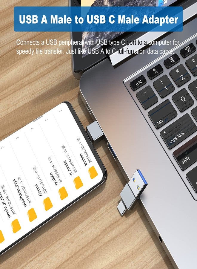 AreMe USB C Adapter (6 Pack), USB A Male to USB C Male, USB 3.0 Male to USB C Female, USB Type-C Male to USB 3.0 Female Converter Connector (Grey) - Image 5