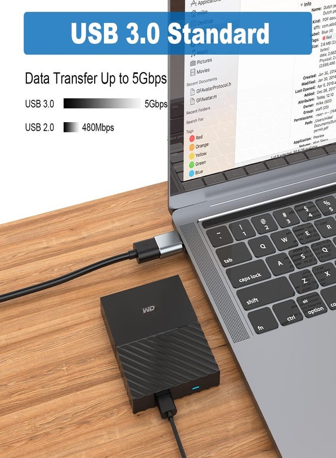 AreMe USB C Adapter (6 Pack), USB A Male to USB C Male, USB 3.0 Male to USB C Female, USB Type-C Male to USB 3.0 Female Converter Connector (Grey) - Image 3